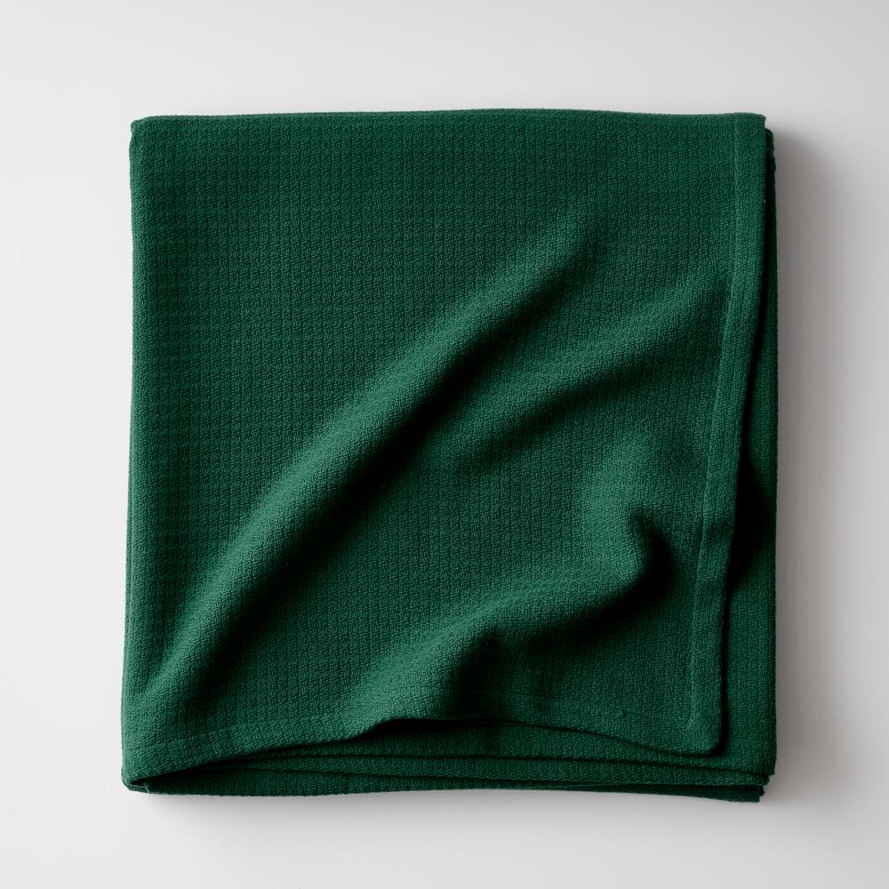 The Company Store Cotton Weave Dark Green Solid Woven Throw Blanket ...