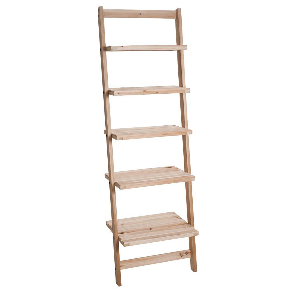 5 tier ladder shelf black