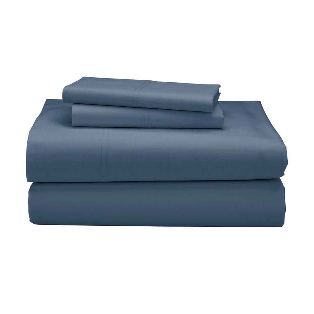 The Company 3 Piece Shadow Blue 300 Thread Count Percale Twin The Company 3 Piece Shadow Blue 300 Thread Count Percale Twin Sheet Set