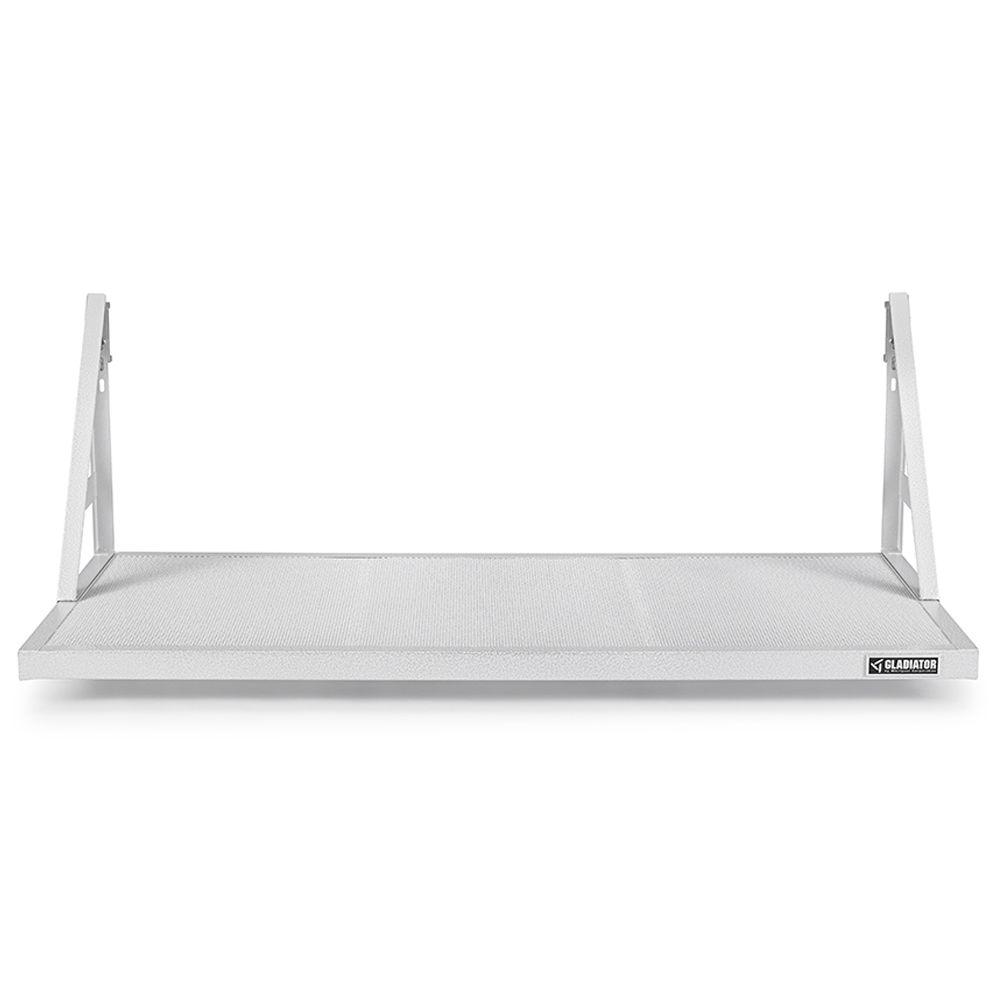 Gladiator Premier Series 45 In W X 20 D Gearloft Steel Garage Shelf Hammered White - Garage Wall Mounted Shelving Home Depot Gladiator Premier Series 45 In W X 20 D Gearloft Steel Garage Shelf Hammered White - Garage Wall Mounted Shelving Home Depot