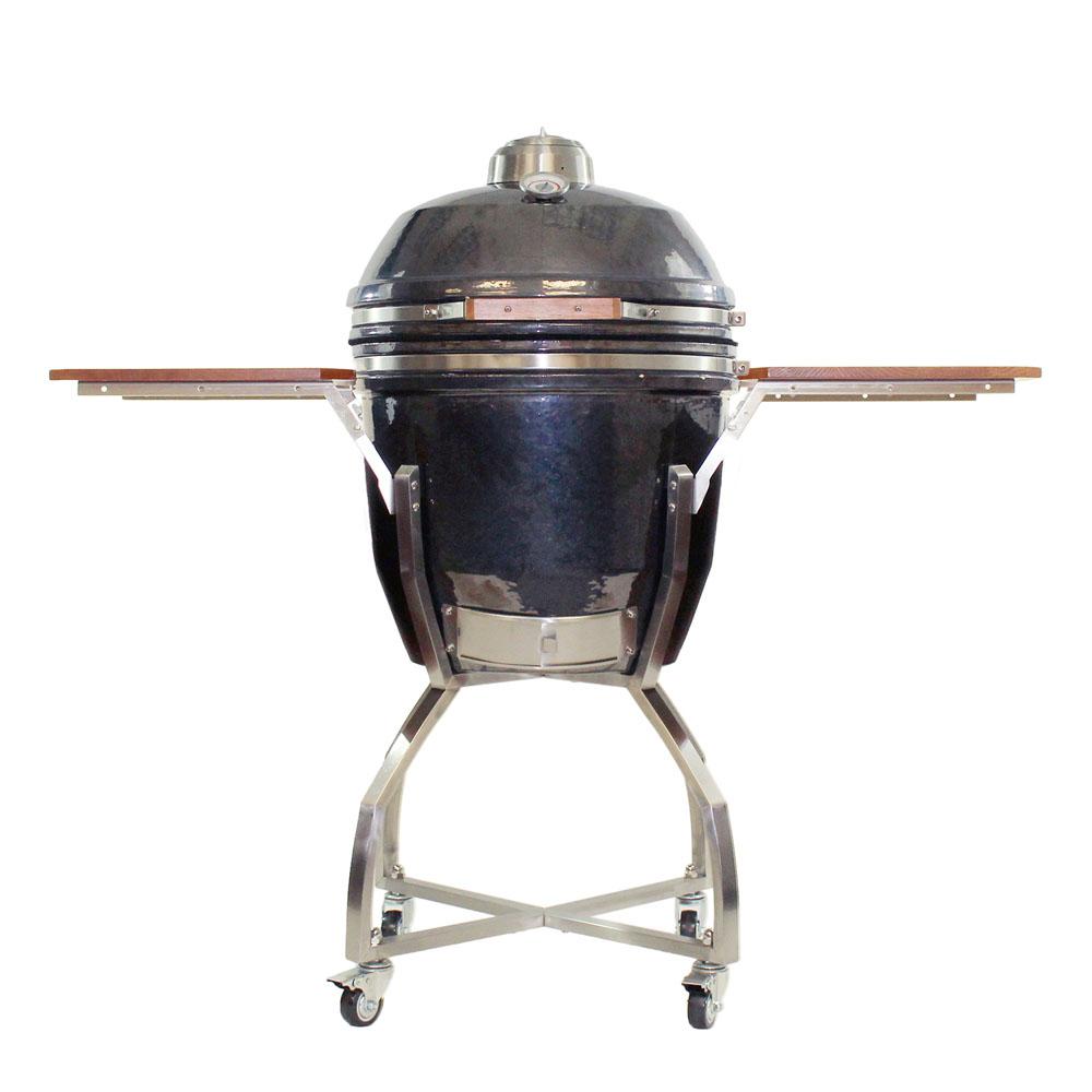 Hanover 19 in. Ceramic Kamado Grill in Gun Metal with Stainless Steel