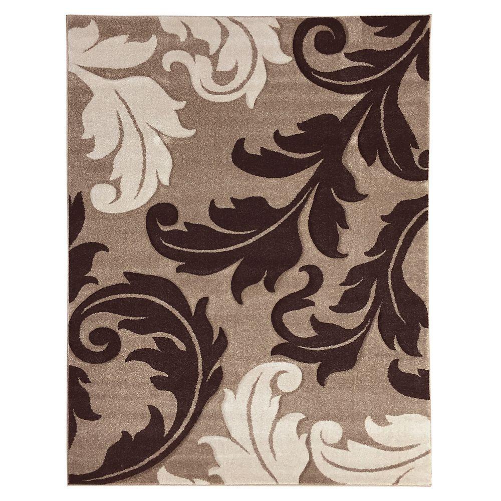 DonnieAnn Hollywood Floral Scroll Design Champaign 5 ft. 2 in. x 7 ft