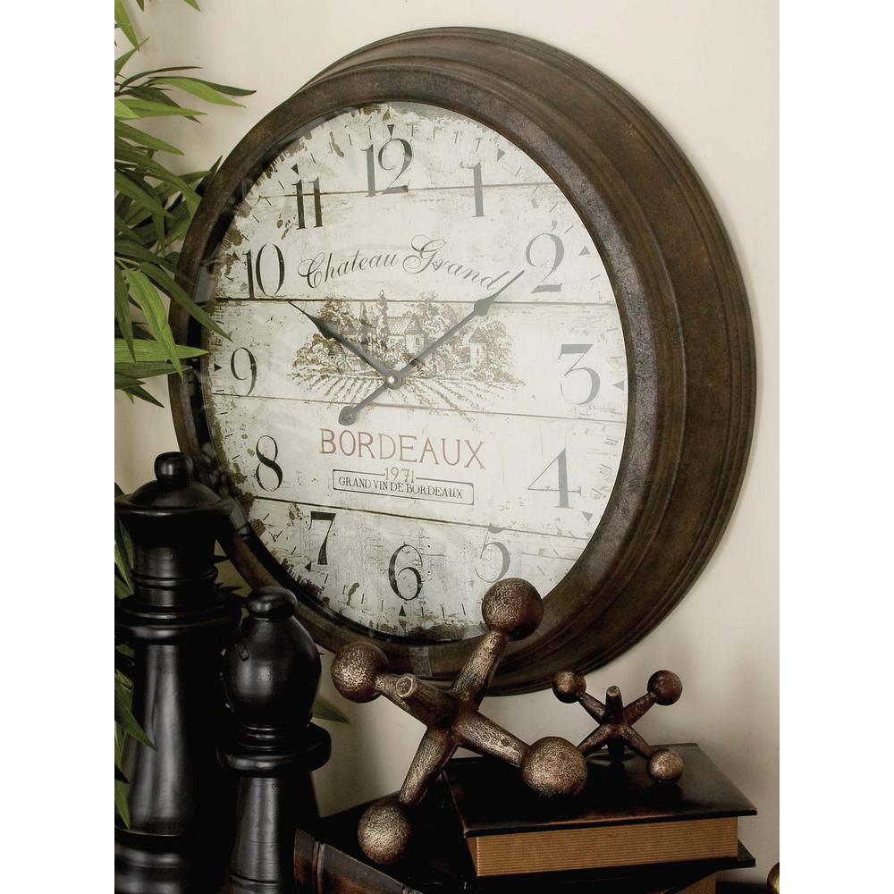 Litton Lane 23 In French Inspired Vintage Round Wall Clock 52500 French Inspired Vintage Round Wall Clock 52500 The Home Depot