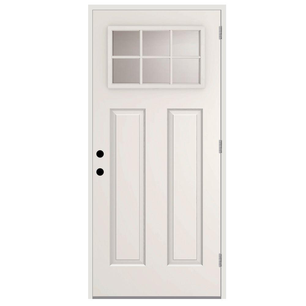 Steves And Sons 36 In X 80 In 6 Lite Left Hand Outswing Primed White Steel Prehung Front Door