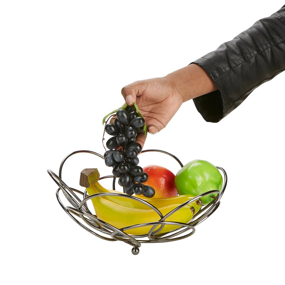 Mind Reader Gray Metal Fruit And Vegetable Basket Bowl Fruit