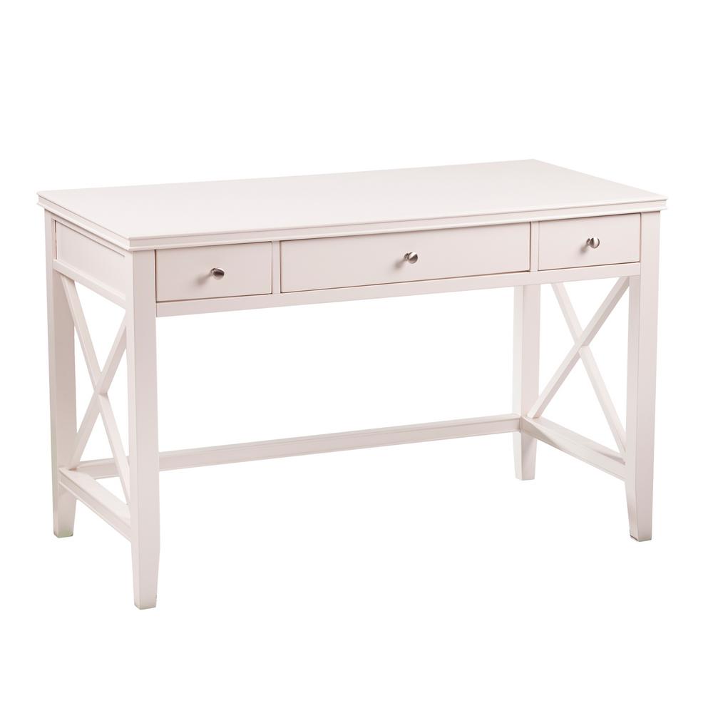 Desk White /& Chrome X-Shaped Legs Rectangular With 2 Drawers 42/" x 19/" x 31/"H