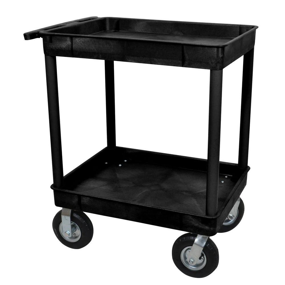 Luxor 24 inch x 32 inch 2-Tub Shelf Plastic Utility Cart with 8 inch Pneumatic... by Luxor
