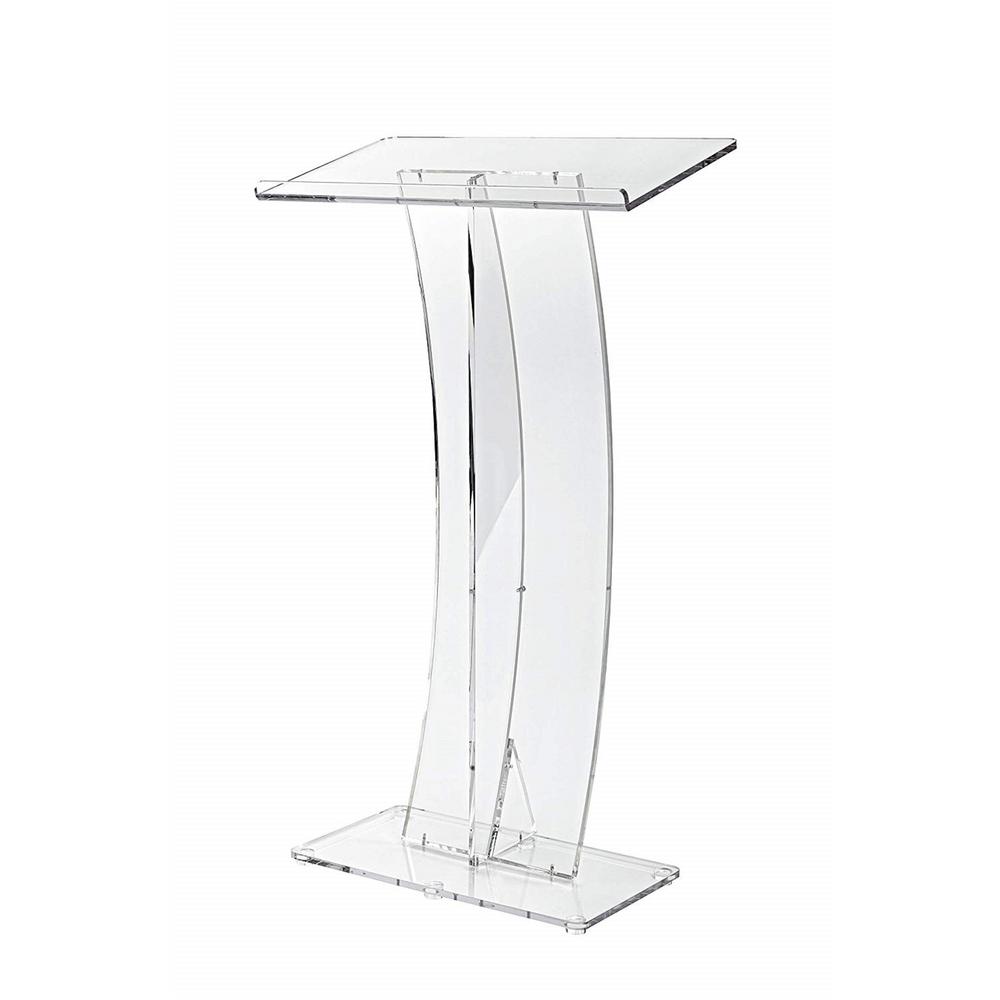 Adiroffice Clear Acylic Slanted Speakers Podium Lectern 661 03 Clr The Home Depot