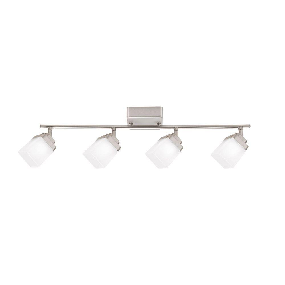 Hampton Bay 4Light Brushed Nickel LED Dimmable Fixed Track Lighting Kit with Straight Bar