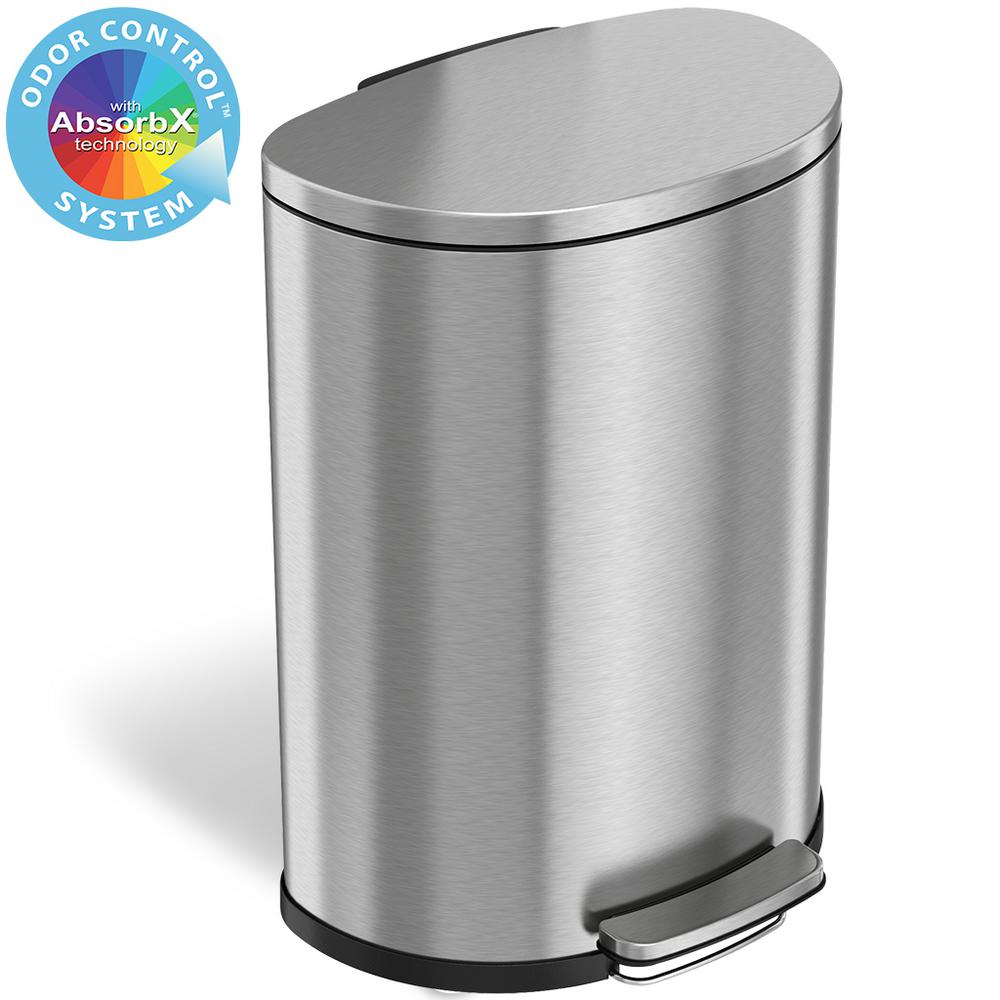 Itouchless Softstep 13 2 Gal Semi Round Stainless Steel Step Trash Can With Odor Control System And Inner Bin For Office Kitchen Pc13dds The Home Depot - Half Round Trash Bin Itouchless Softstep 13 2 Gal Semi Round Stainless Steel Step Trash Can With Odor Control System And Inner Bin For Office Kitchen Pc13dds The Home Depot - Half Round Trash Bin