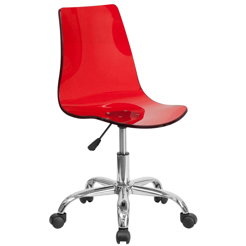 Clear Office Chairs Home Furniture The Depot Contemporary Transpa Red Acrylic Task Chair With Chrome Base