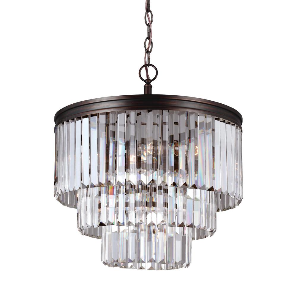 Sea Gull Lighting Carondelet 4 Light Burnt Sienna Chandelier With Sea Gull Lighting Carondelet 4 Light Burnt Sienna Chandelier With Clear Beveled Glass Shade