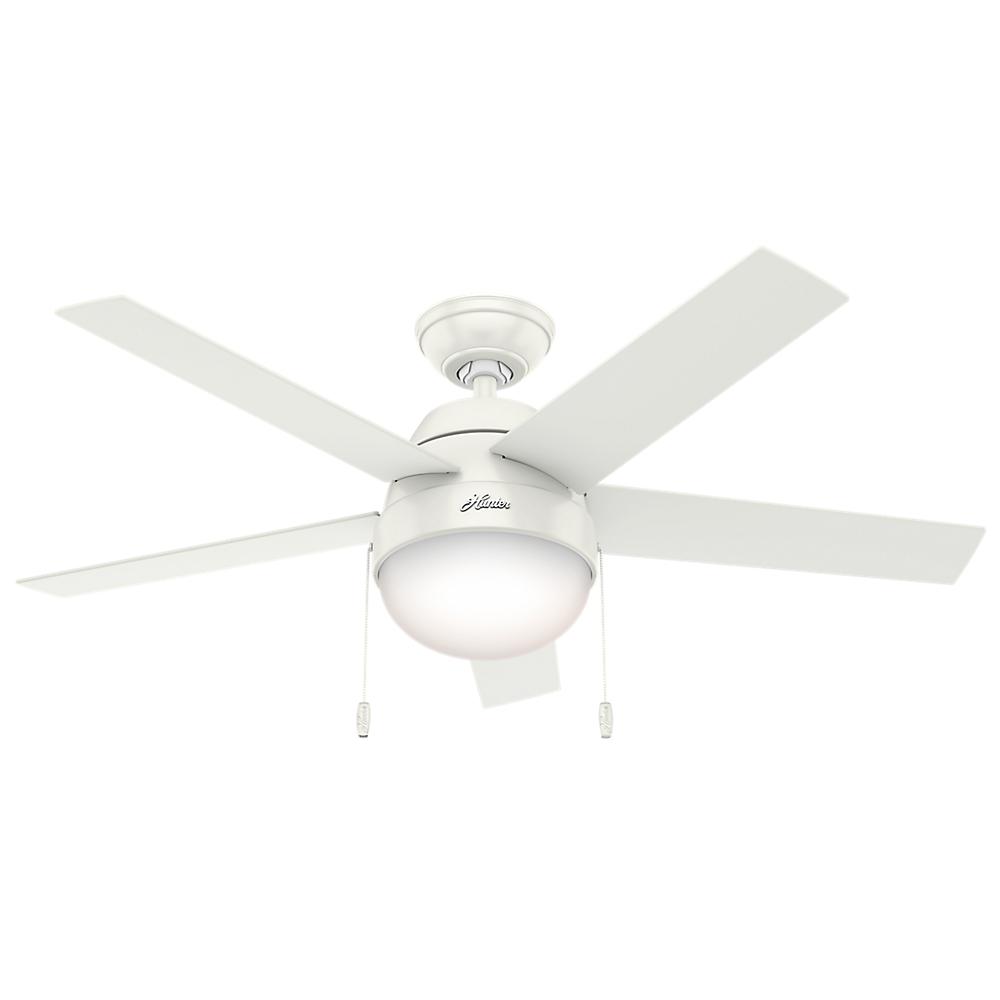Hunter Anslee 46 In Indoor Low Profile Fresh White Ceiling Fan Indoor Fresh White Ceiling Fan With Light
