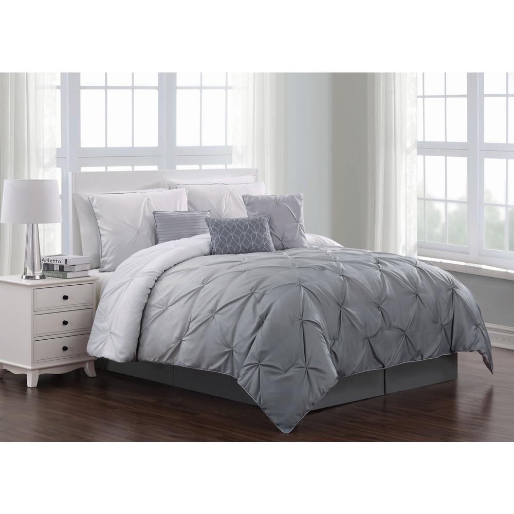 Bergen 6 Piece Grey Twin Comforter Set Brg7cstwinghgy The Home Depot