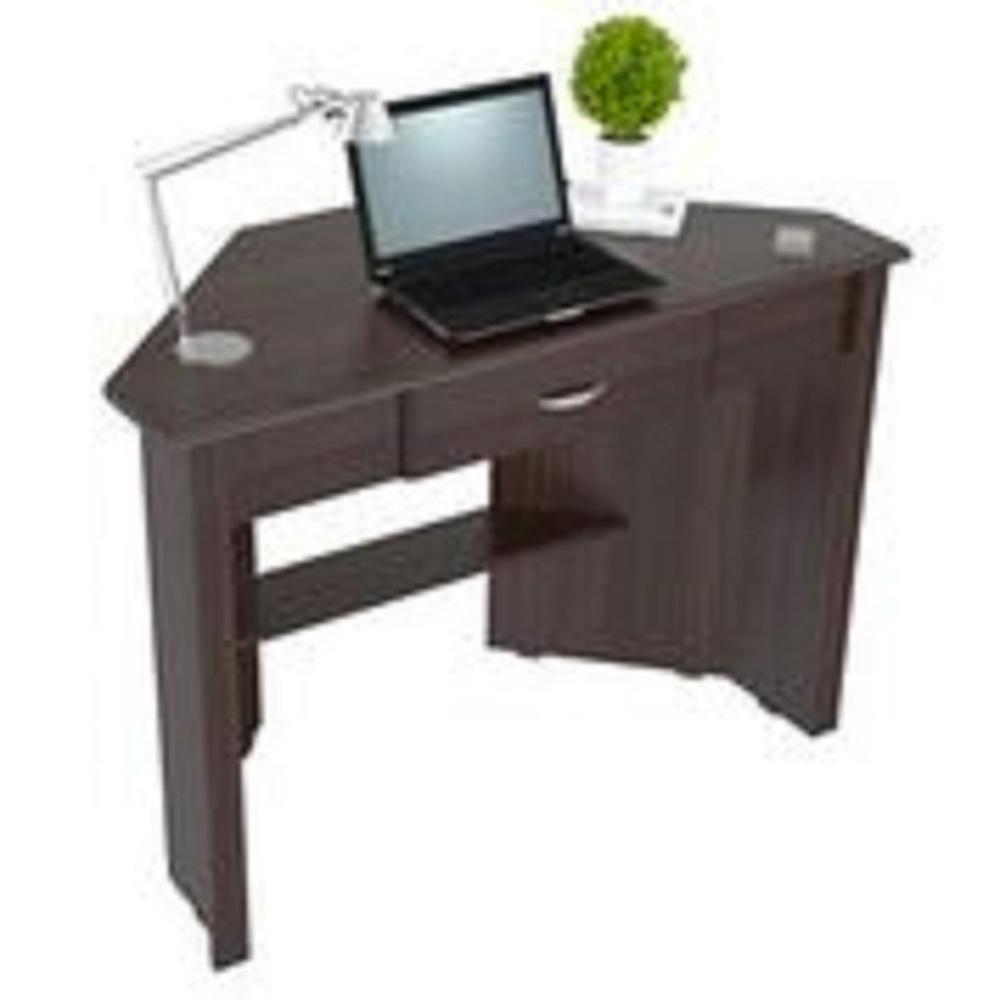 Inval 44 1 In Espresso Corner 1 Drawer Writing Desk With Shelf
