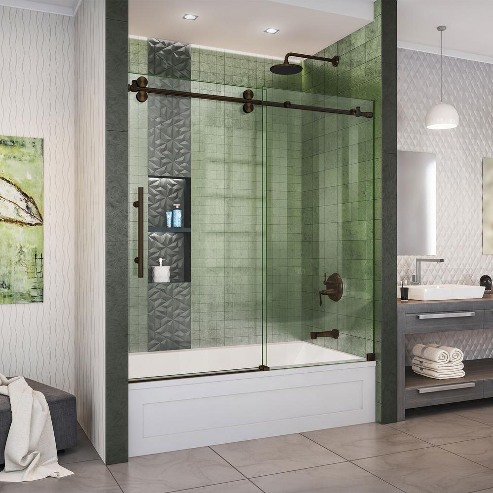 DreamLine Enigma XO 55 59 In W X 62 In H Fully Frameless Sliding Tub   Dreamline Bathtub Doors Shdr 61606220 06 64 1000 