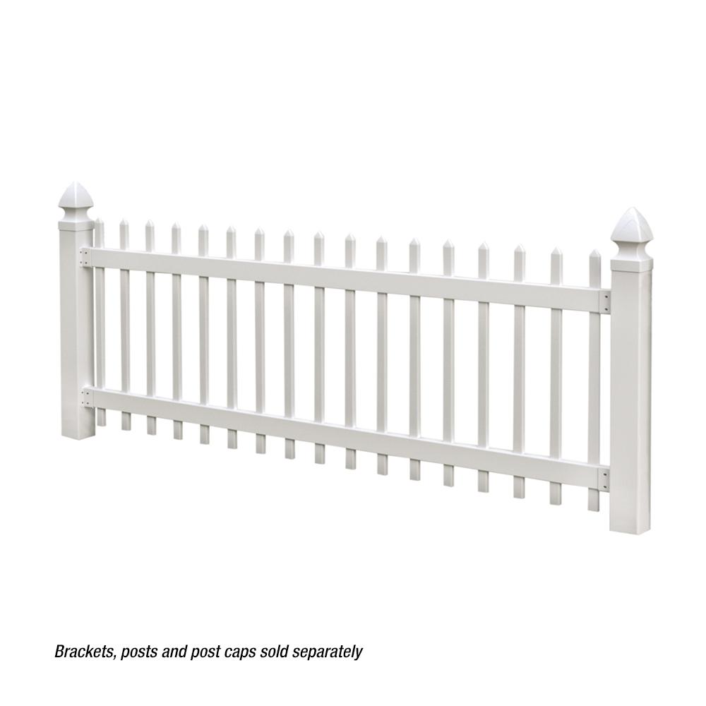 Veranda Chelsea 3 Ft H X 8 Ft W White Vinyl Spaced Picket Fence Panel 128003 The Home Depot