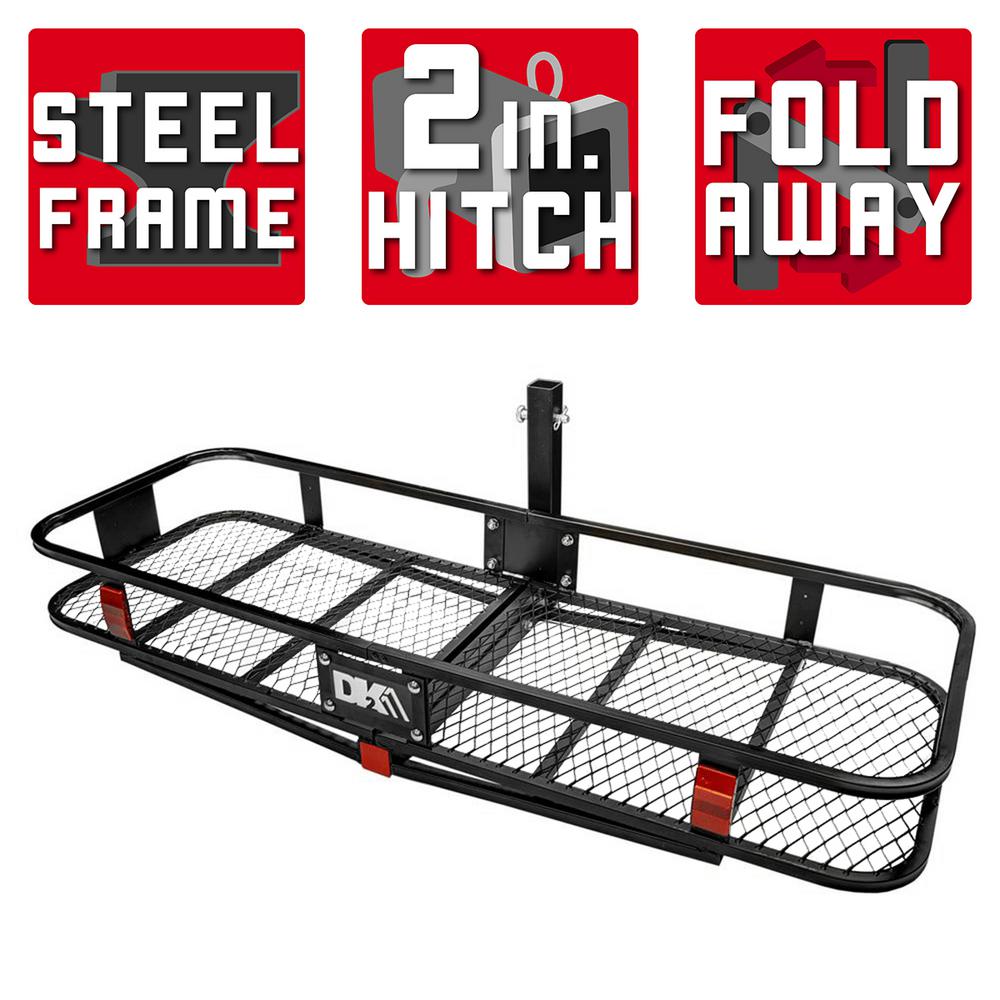 FieryRed Folding Cargo Carrier Luggage Basket Capacity Basket Trailer Hitch Cargo Carrier with Cargo Carrier Net /& Hitch Stabilizer Fits 2-Inch Receiver 500 lbs