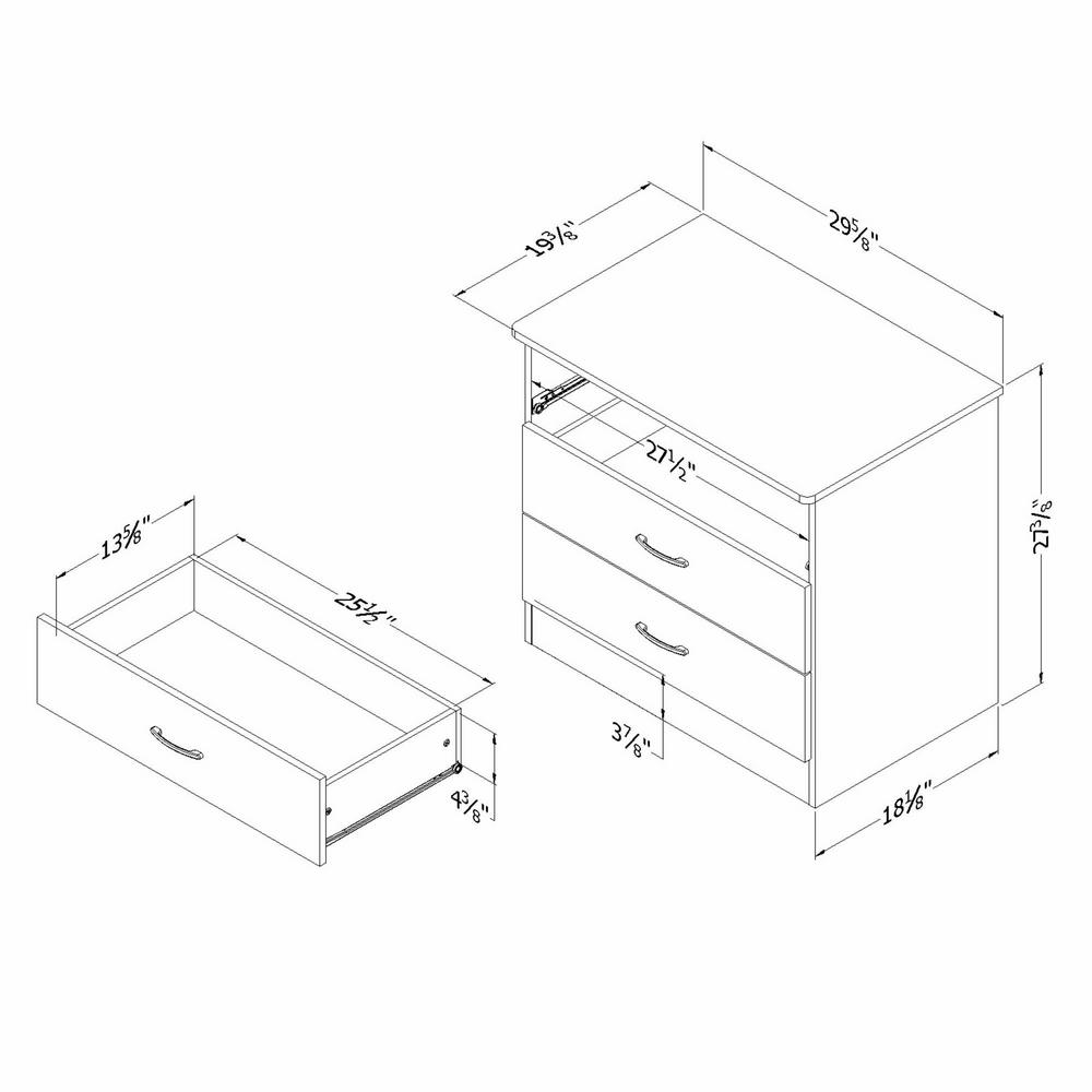 South Shore Libra 3 Drawer Pure White Chest 12651 The Home Depot