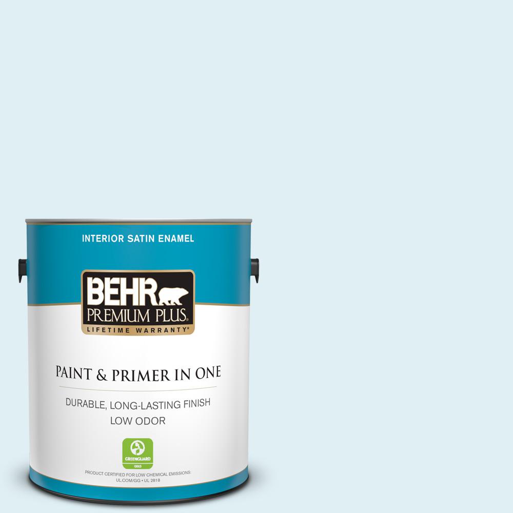 BEHR Premium Plus 1 gal. M4801 Helium Satin Enamel Low Odor Interior Paint and Primer in One