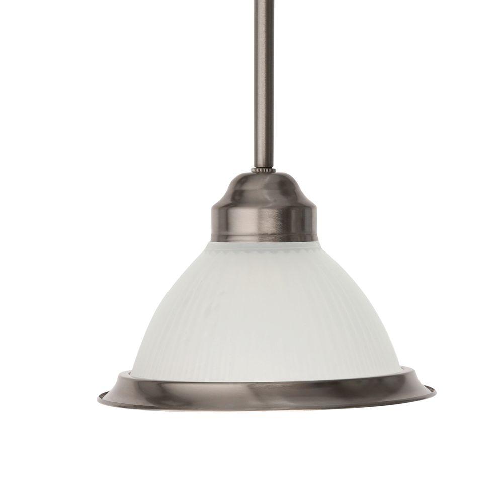 Commercial Electric Halophane 1 Light Brushed Nickel Mini Pendant With Frosted Ribbed Glass Shade Ghr8991al Bn The Home Depot - Commercial Electric Pendant Lights Commercial Electric Halophane 1 Light Brushed Nickel Mini Pendant With Frosted Ribbed Glass Shade Ghr8991al Bn The Home Depot - Commercial Electric Pendant Lights