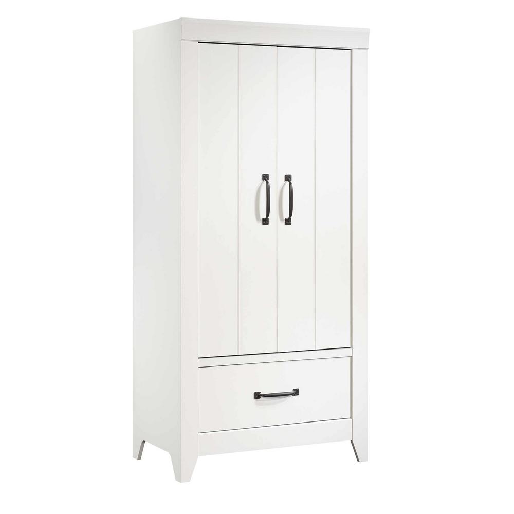 Sauder Adept Soft White Wardrobe Storage Cabinet 424199 The Home