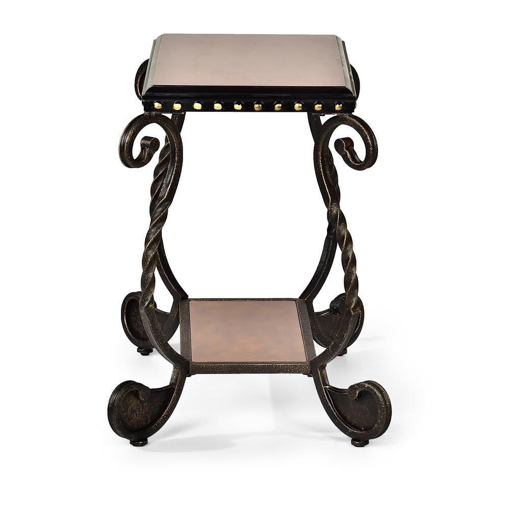 Rosemont Cherry Scrolled Metal Base Chairside End Table Rosemont Cherry Scrolled Metal Base Chairside End Table
