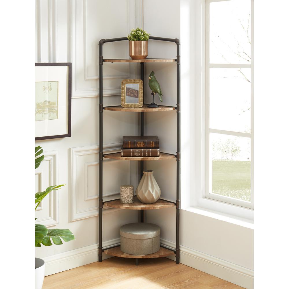 Furniture Of America 63 75 In Copper Metal 5 Shelf Corner Bookcase Idf Ac542 The Home Depot Copper Metal 5 Shelf Corner Bookcase, Corner Bookcase Furniture