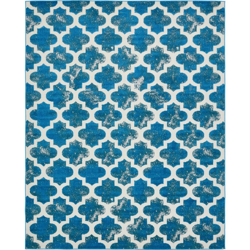 Unique Loom Outdoor Turquoise 8' x 10' Indoor/Outdoor Rug3132487 The