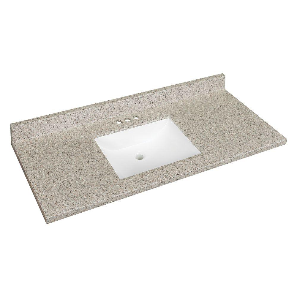 Glacier Bay 49 In W Solid Surface Technology Vanity Top In Himalayan Salt With White Sink