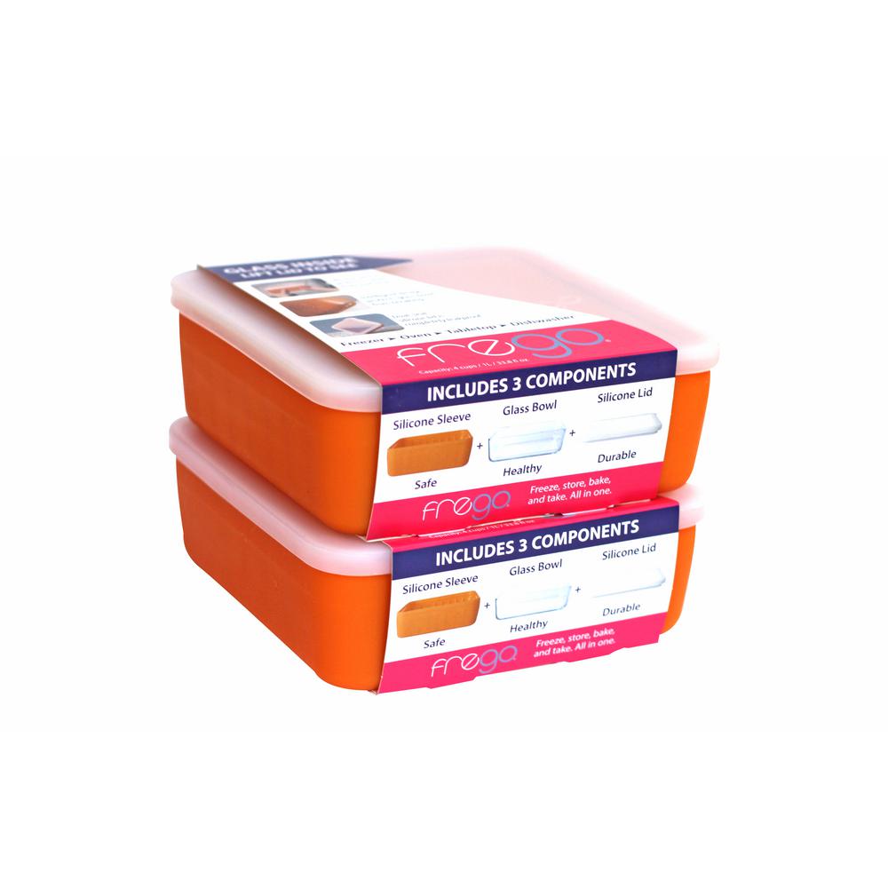 Frego 4 Cup Glass Food Storage Containers With Lids 2 Pack