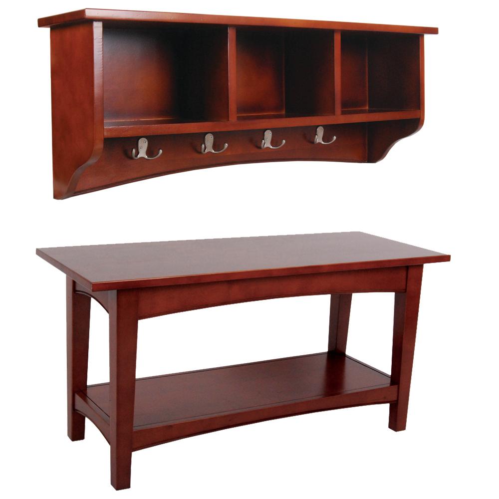 Alaterre Furniture Shaker Cottage Cherry Hall Tree With Storage
