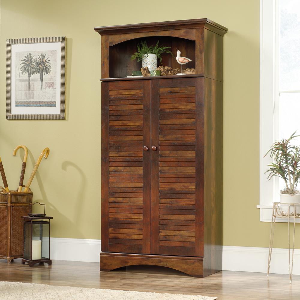 Sauder Harbor View Curado Cherry Storage Cabinet 423661 The Home Depot
