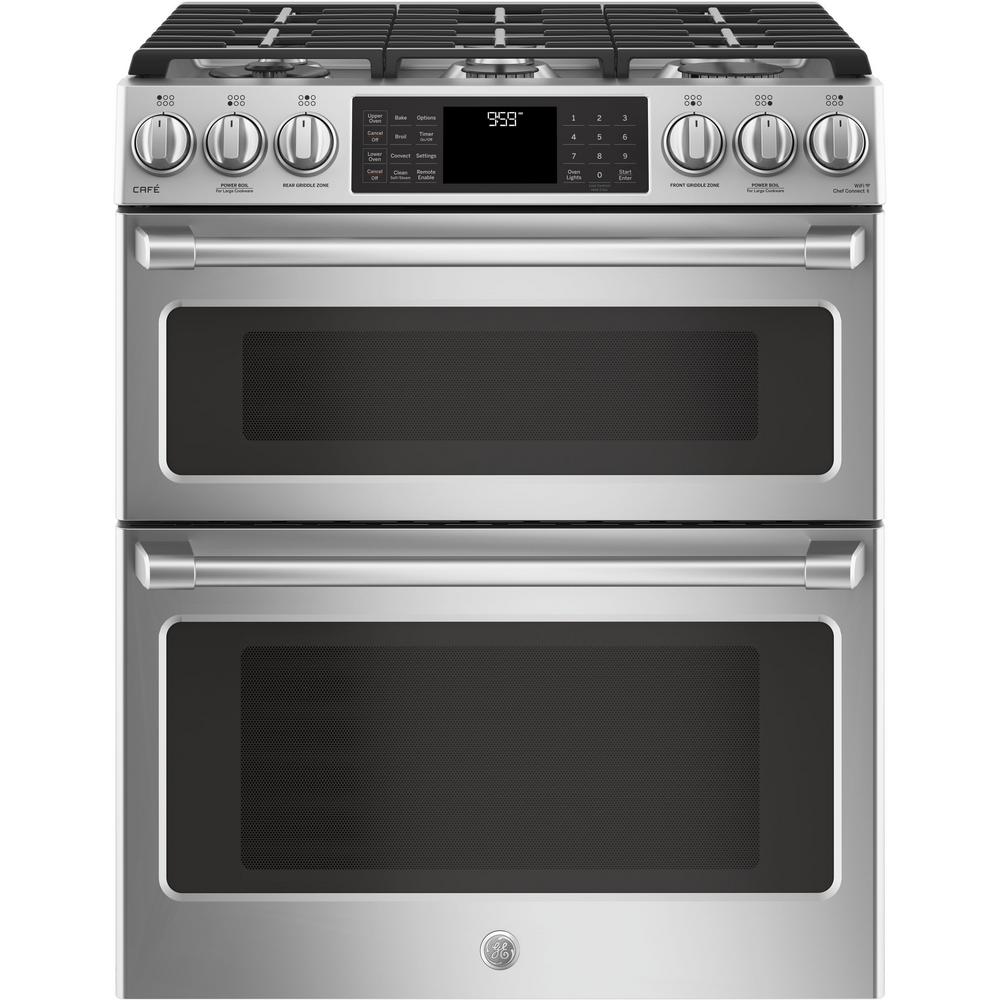 GE Cafe 6.7 cu. ft. Slide-In Double Oven Smart Gas Range with Self-Cleaning... by GE