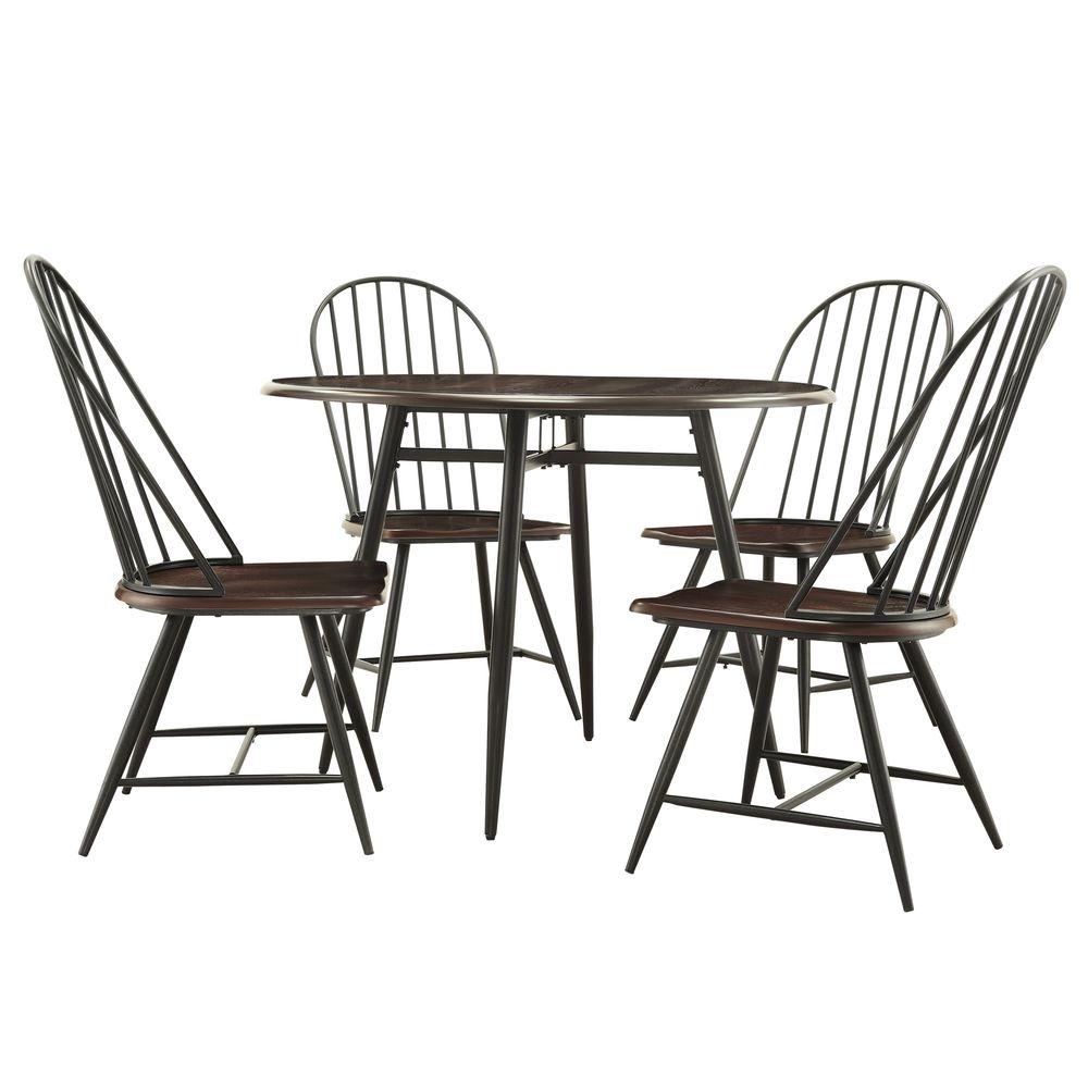 HomeSullivan New Haven 5Piece Dark Oak and Black Dining Set405118