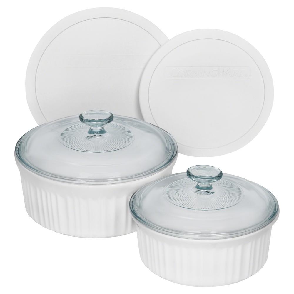 Corningware French 6Piece White Bakeware Set with Lids1117212 The