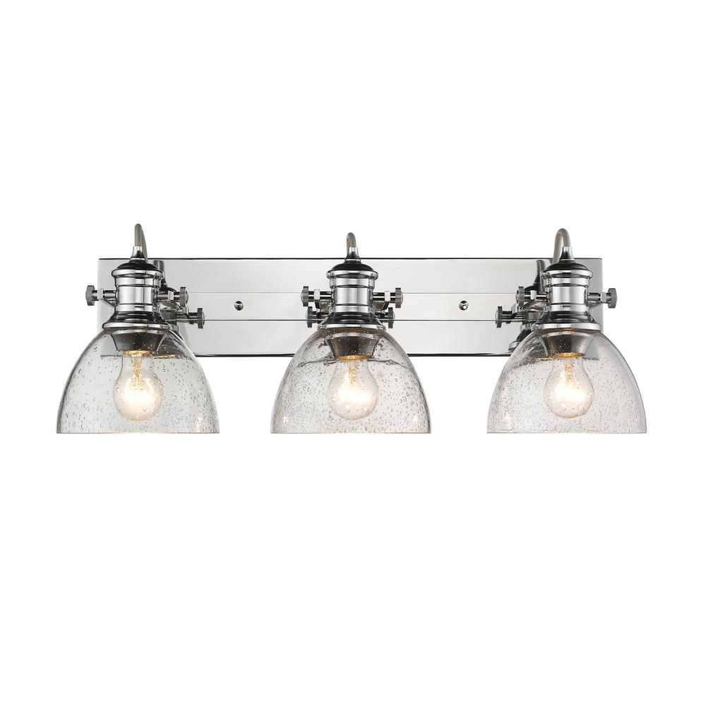 Golden Lighting Hines 3 Light Chrome And Seeded Glass Bath Light 3118 Ba3 Ch Sd The Home Depot