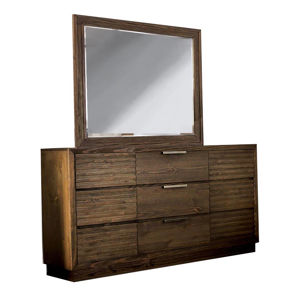 William S Home Furnishing 39 In H X 64 In W X 44 In D Tolna Walnut Dresser And Mirror Set 6 Drawers Cm7532dm The Home Depot