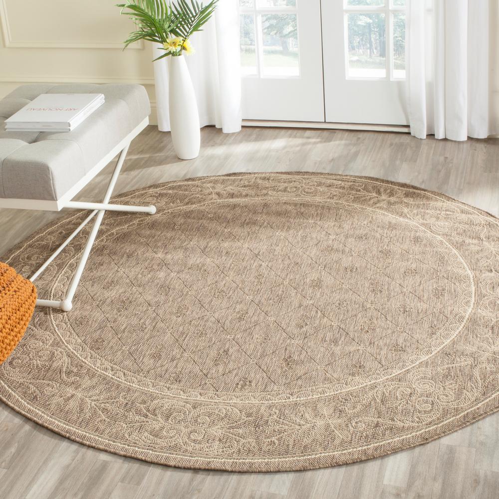 Safavieh Courtyard Brown/Natural 5 ft. x 5 ft. Indoor/Outdoor Round Area Rug-CY2326-3009-5R 