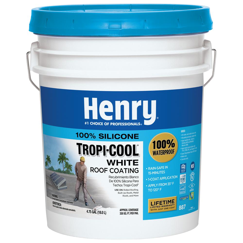 Henry TropiCool 4.75 Gal. 887 White 100 Silicone Roof CoatingHE887HS073 The Home Depot