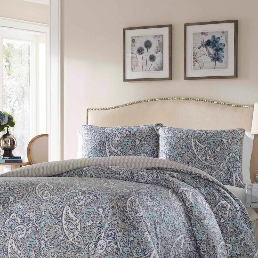 Stone Cottage Lancaster 3 Piece Blue Full Queen Cotton Duvet Cover Blue Full Queen Cotton Duvet Cover