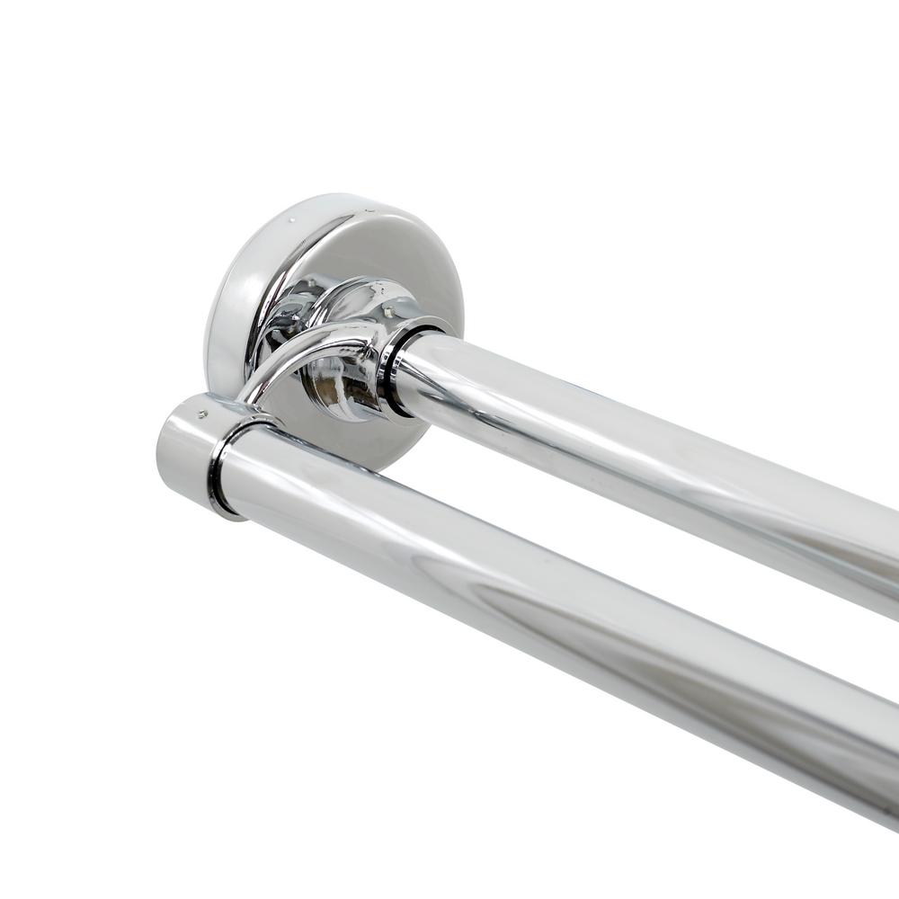 Neverrust 44 In 72 In Aluminum Adjustable Tension No Tools Double Shower Rod In Chrome 36602ss The Home Depot