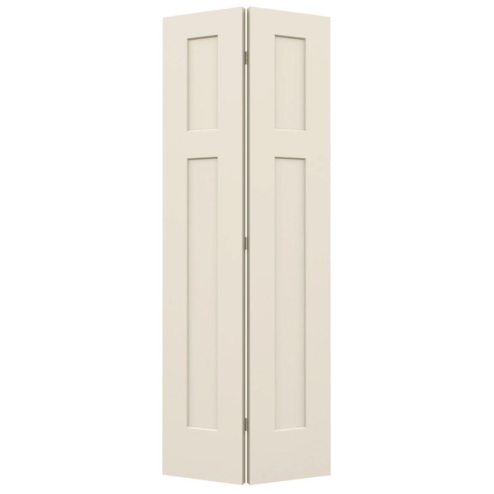 Jeld Wen 24 In X 80 Craftsman White Painted Smooth Molded Smooth 3 Panel Craftsman Hollow Core Molded Interior Closet Composite Bi Fold Door