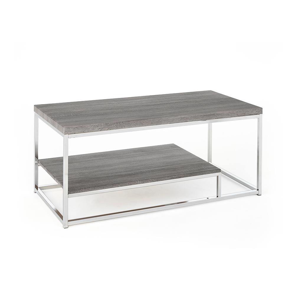Lucia Dark Brown Cocktail Table With Nickel Base