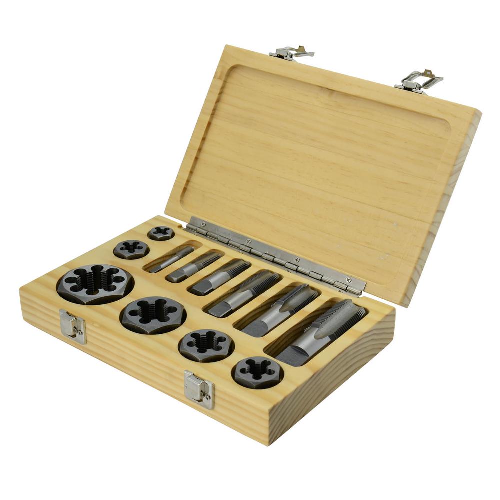 Drill America 12 Piece Carbon Steel Npt Pipe Tap And Die Set 18 In