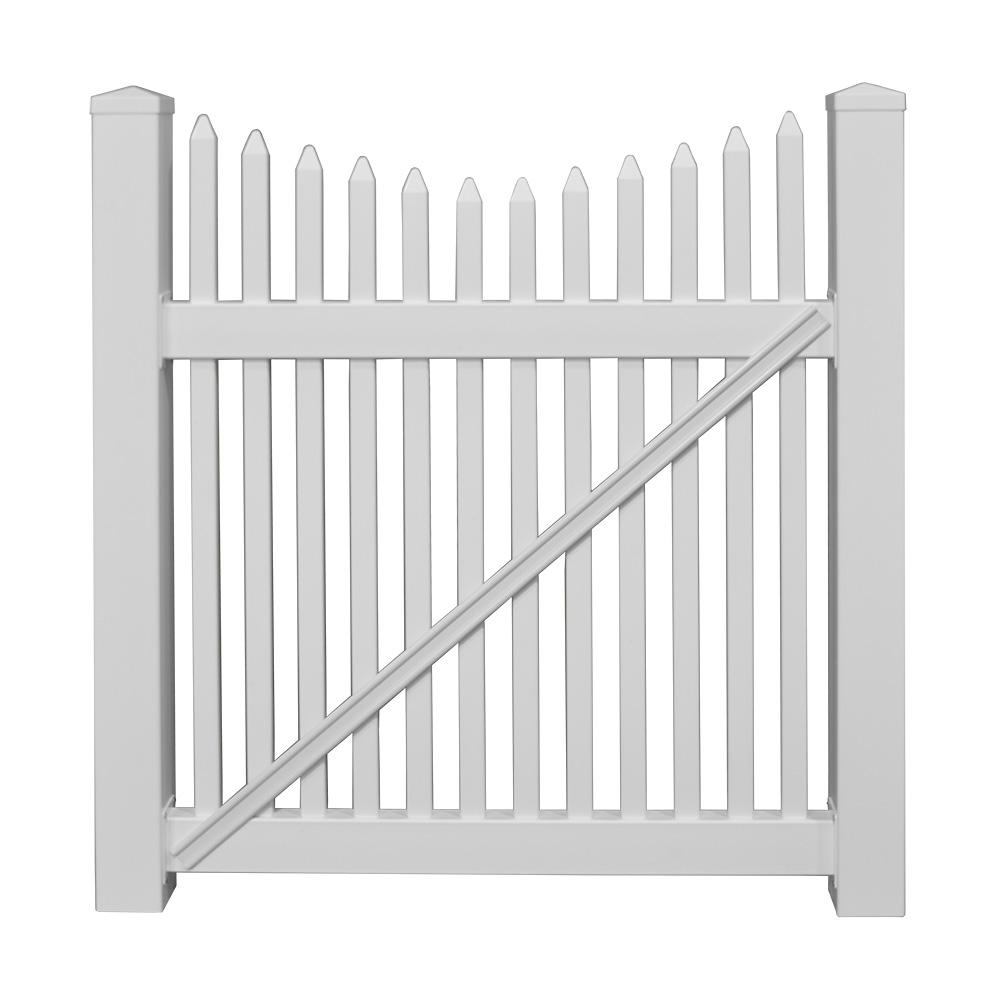 Weatherables Barrington 5 ft. W x 5 ft. H White Vinyl Picket Fence Gate