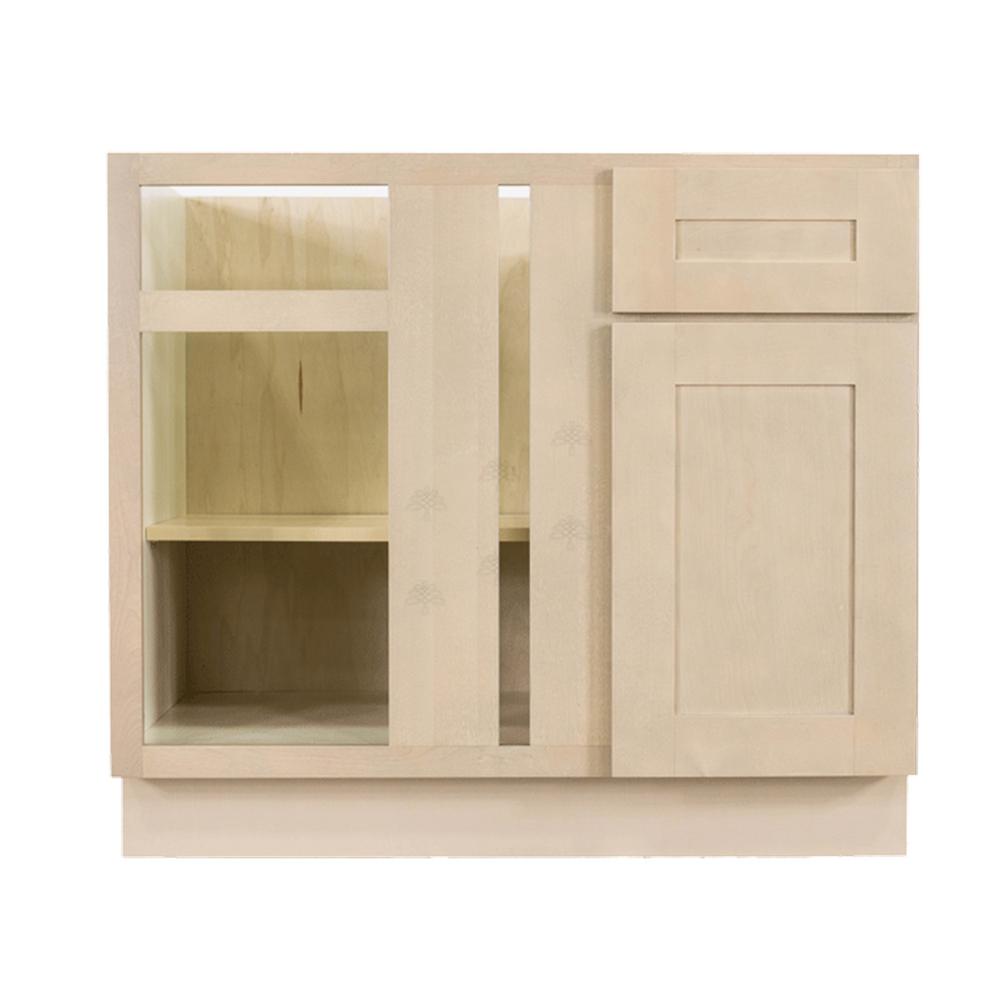 LIFEART CABINETRY Lancaster Shaker Assembled 39x34.5x24 in. Base Blind Corner Cabinet in Stone ...