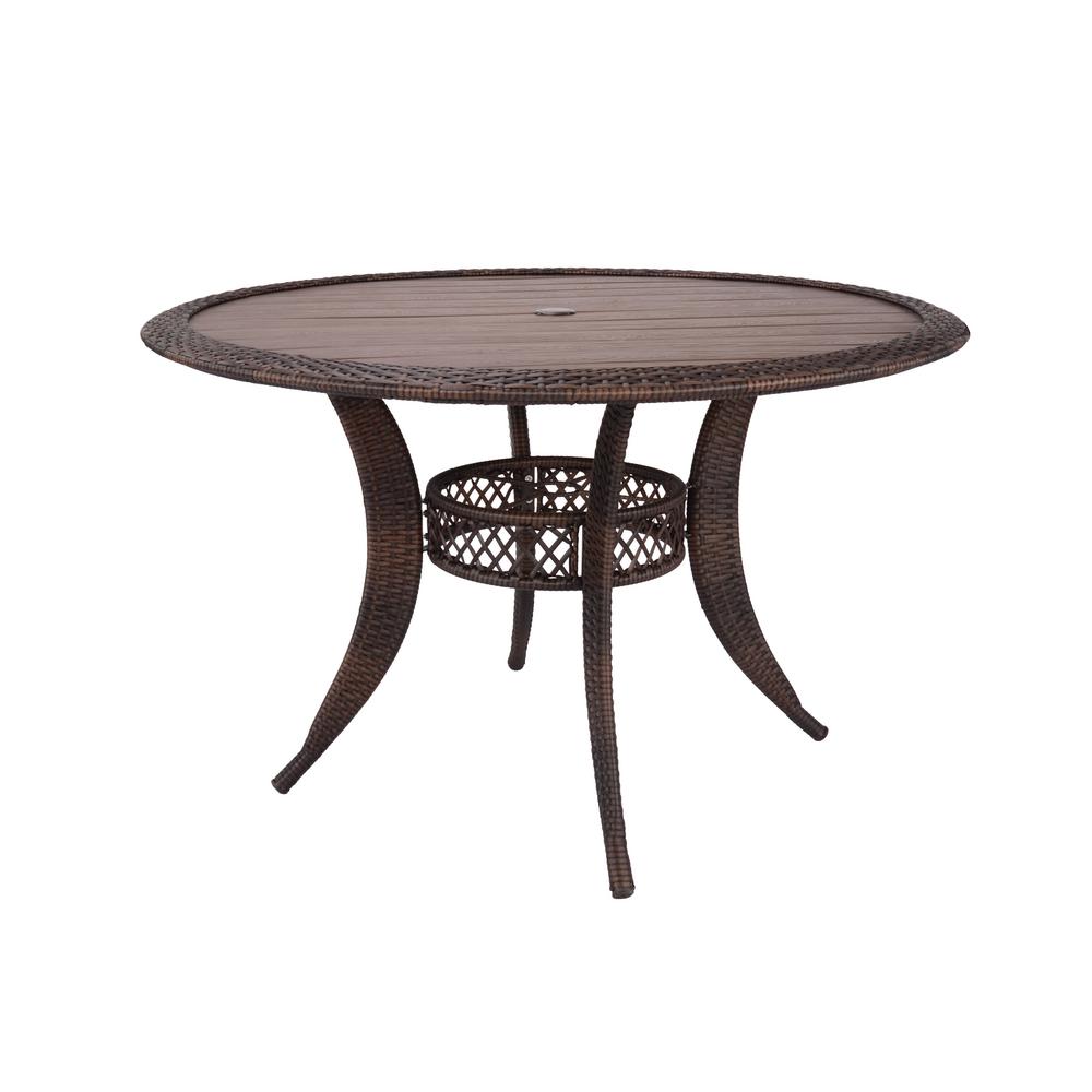 Hampton Bay Cambridge Brown Round Resin Wicker Outdoor Dining Table