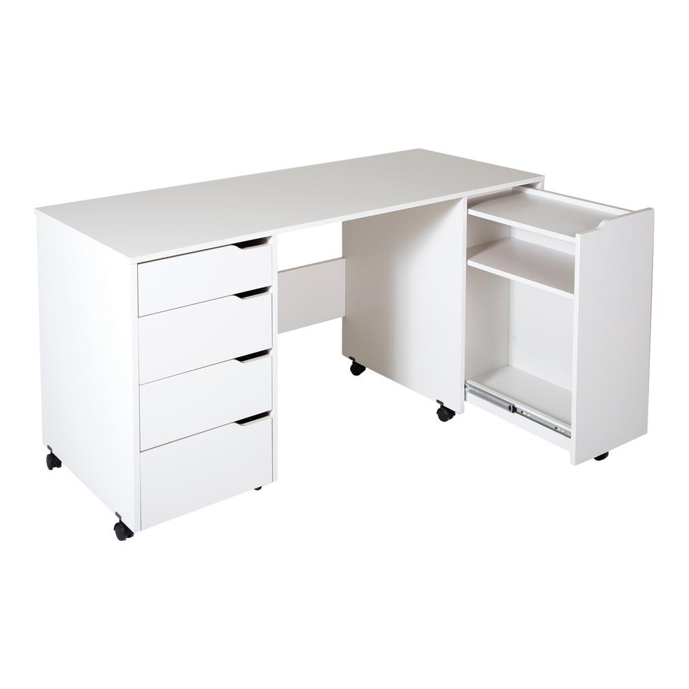 South Shore 58 12 In Pure White Rectangular 4 Drawer Writing