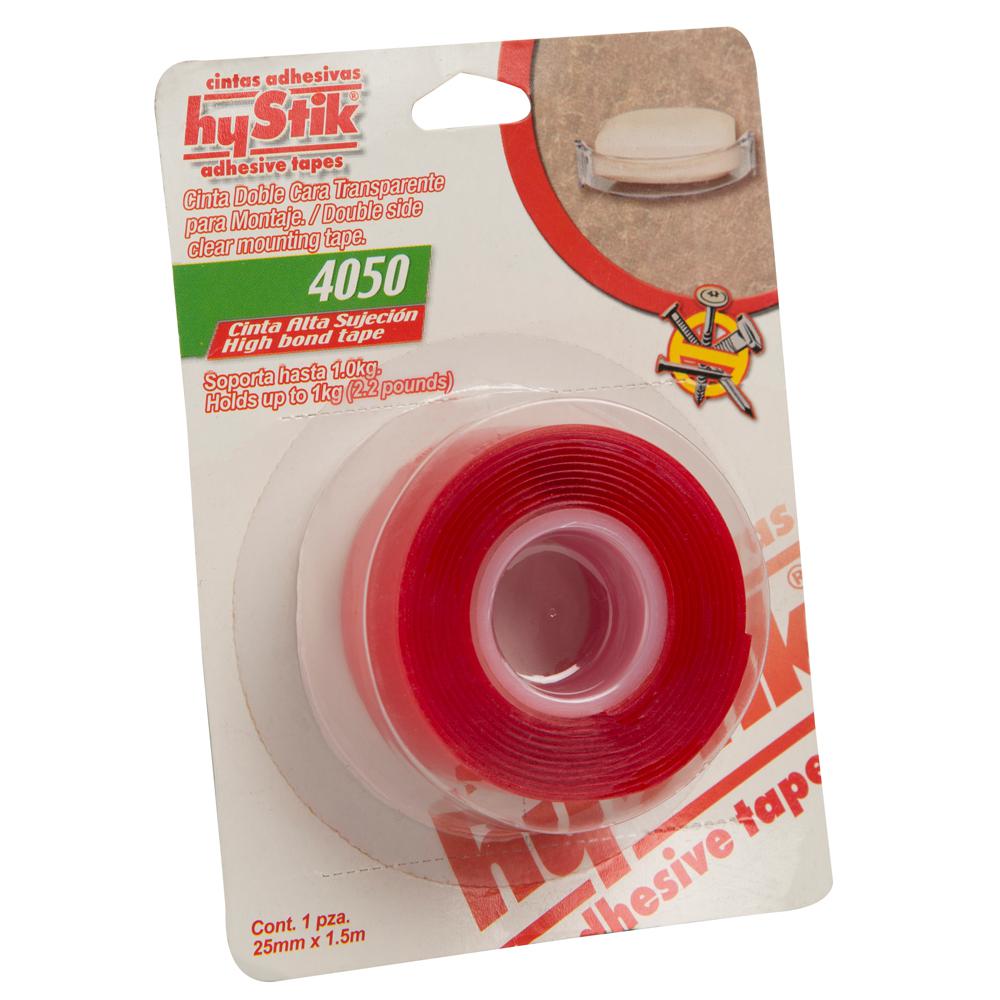 hyStik 4050 1 inch x 1.67 yds. Clear Mounting Tape with Red Liner (1-Roll) by hyStik
